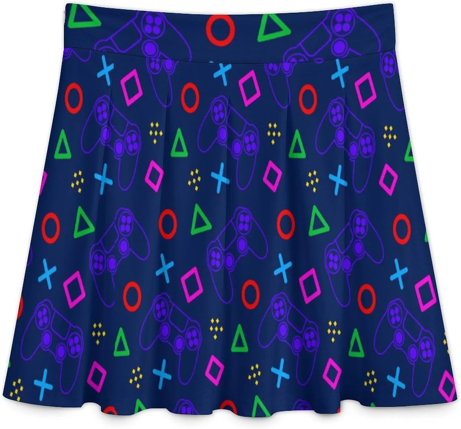 Lady Game Mathematics Maiden Skater Mini Skirt High Waist Stylish Invisible Zip Flowy Skirt