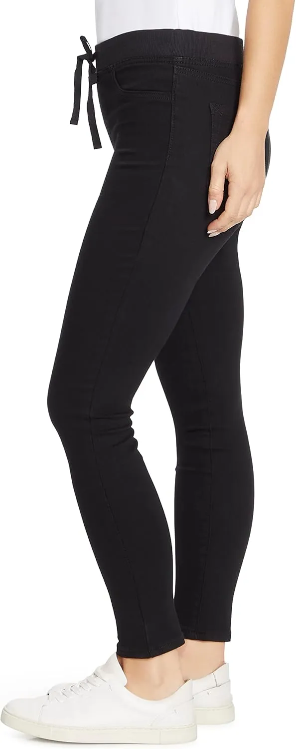 l.e.i. Women's Dorm Pull on Tie Front Jegging Knit Denim Pant Standard