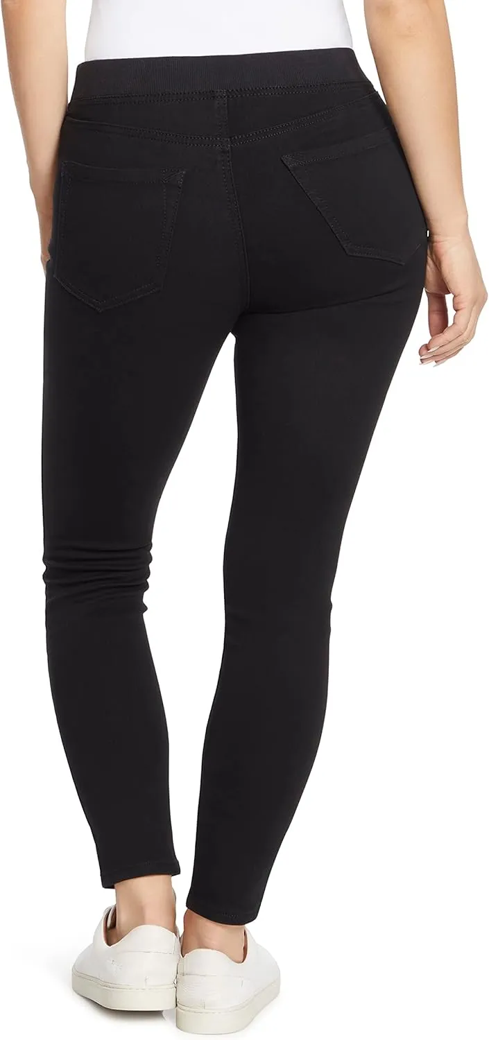 l.e.i. Women's Dorm Pull on Tie Front Jegging Knit Denim Pant Standard