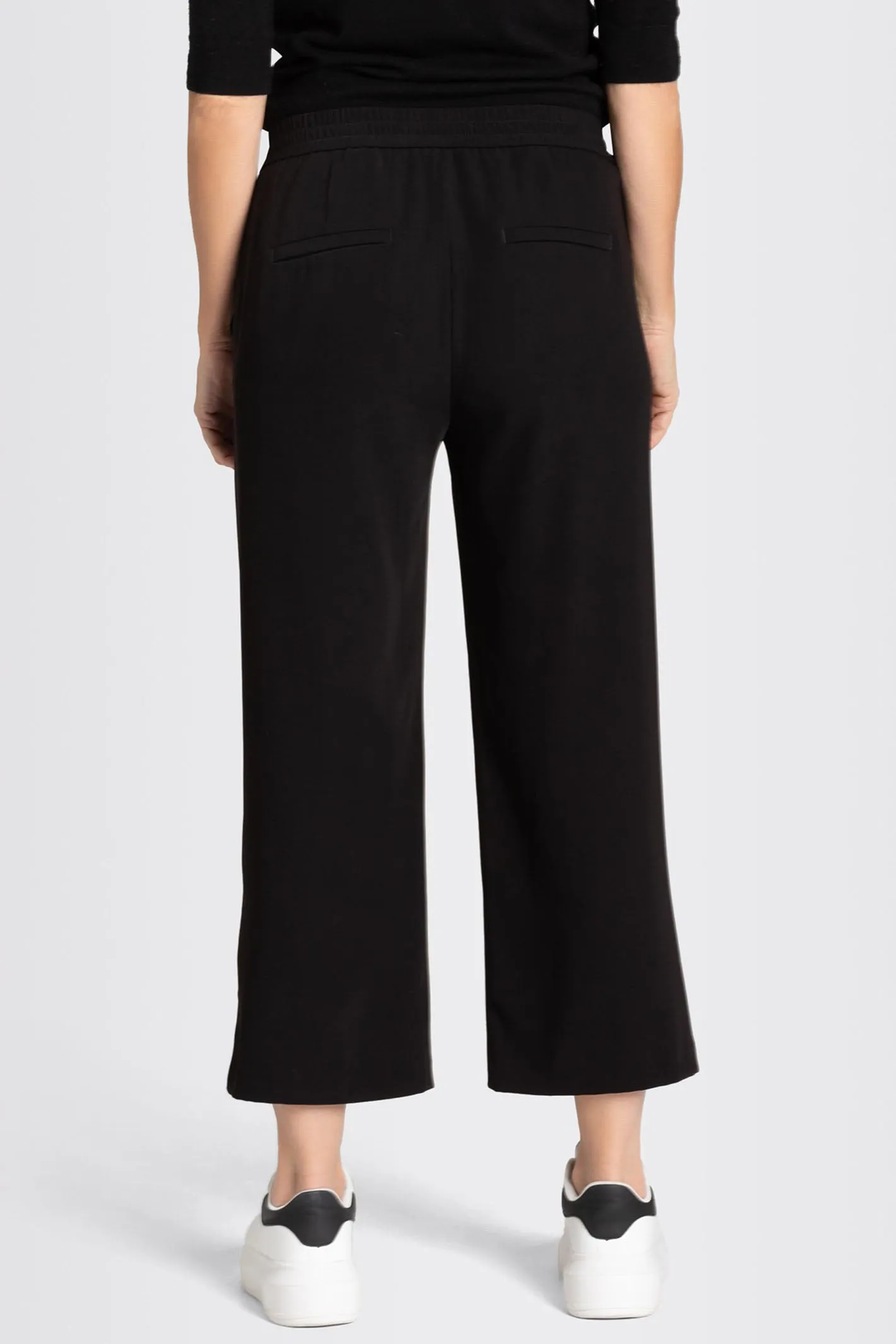 Mac 2173-00-0231L 090 Chiara Black Wide Leg Cropped Trousers