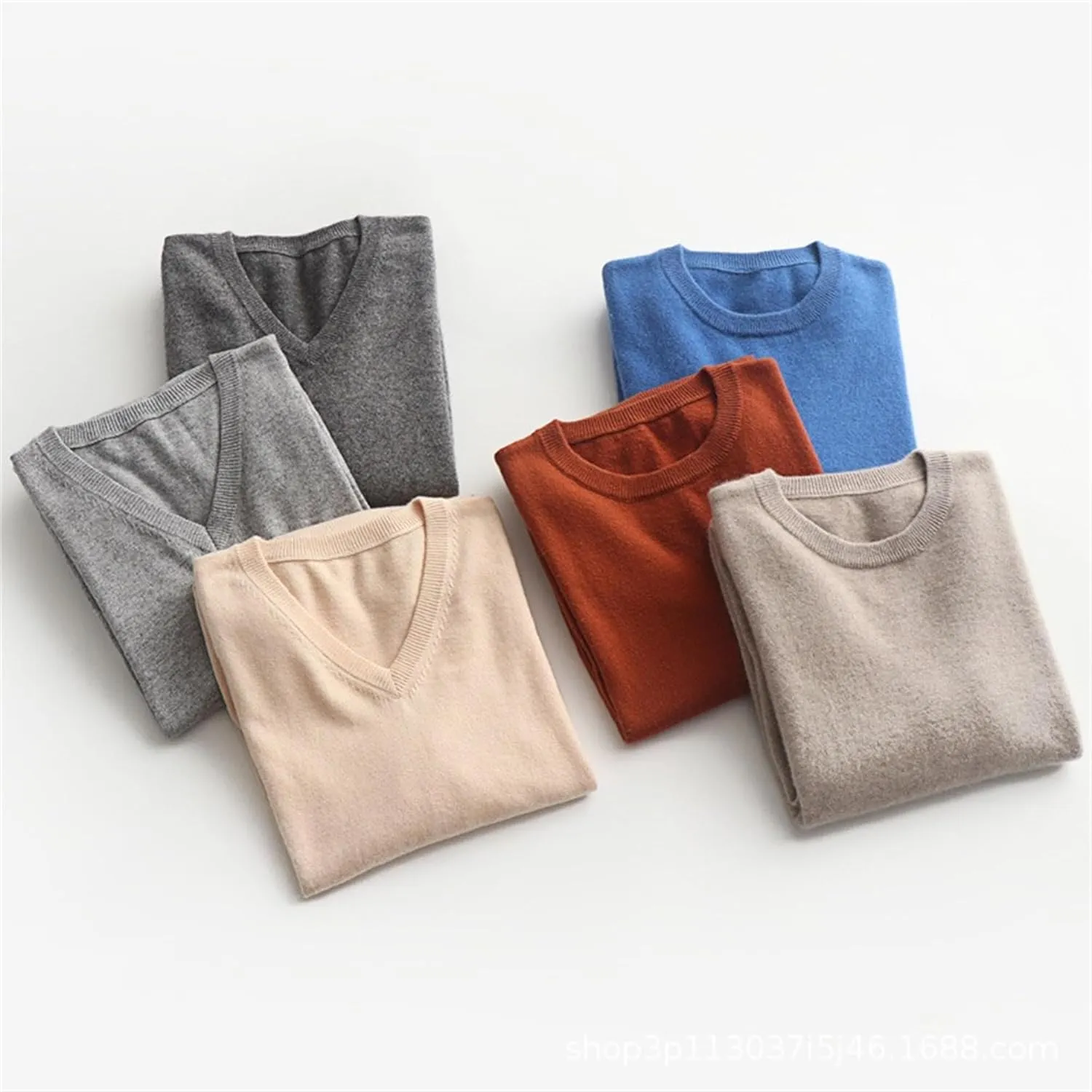 Maiyifu-GJ Men's Winter Comfortable Sweater V-Neck/Round Solid Color Jumper Warm Comfortable Pullover