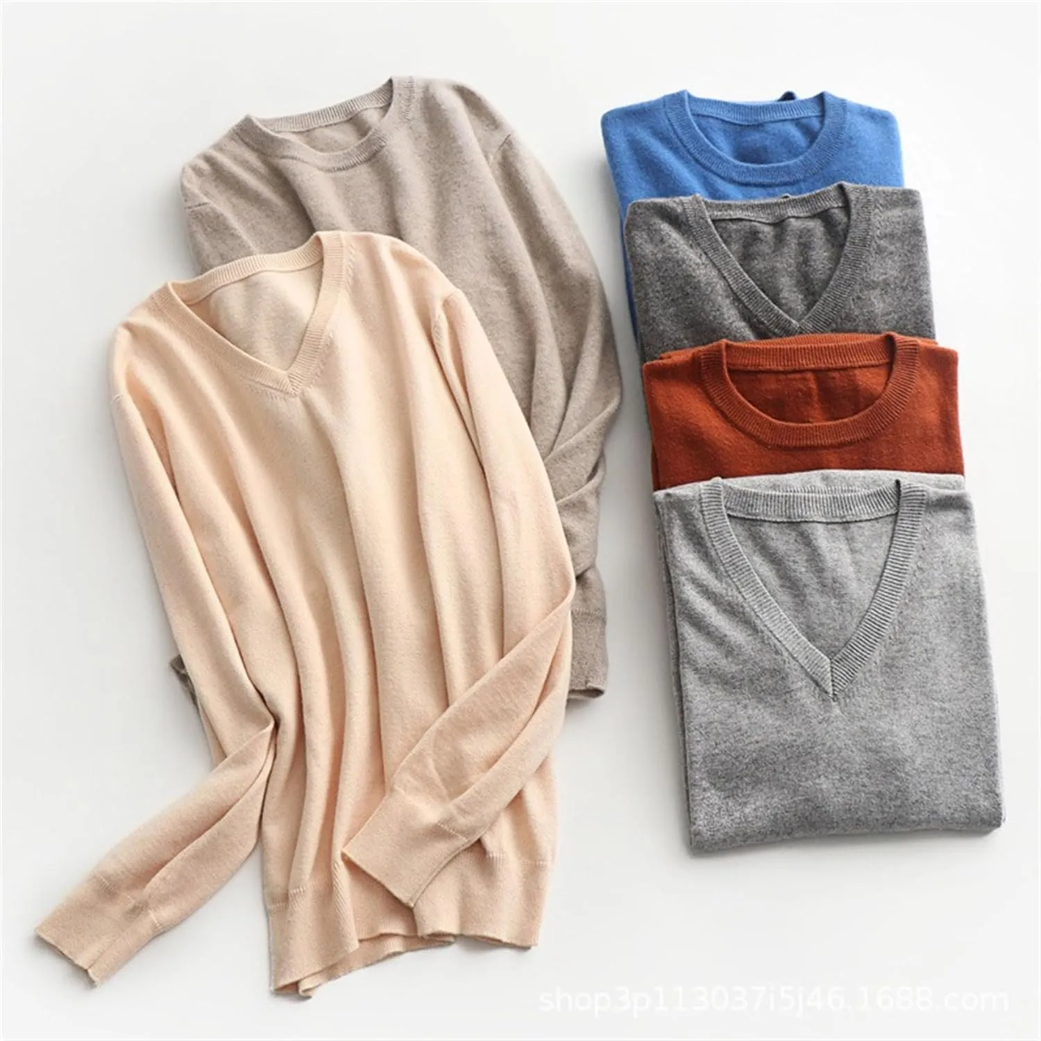 Maiyifu-GJ Men's Winter Comfortable Sweater V-Neck/Round Solid Color Jumper Warm Comfortable Pullover