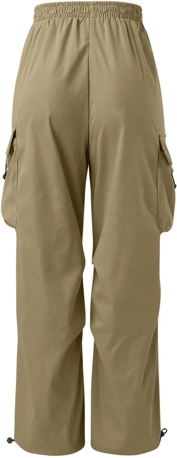 Men Baggy Cargo Pants Drawstring Casual Parachute Pants Trendy Loose Harem Joggers Sweatpants Streetwear with Pockets