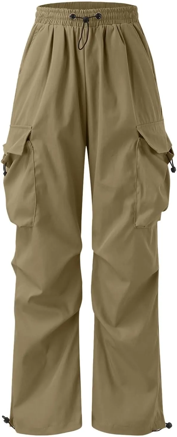 Men Baggy Cargo Pants Drawstring Casual Parachute Pants Trendy Loose Harem Joggers Sweatpants Streetwear with Pockets