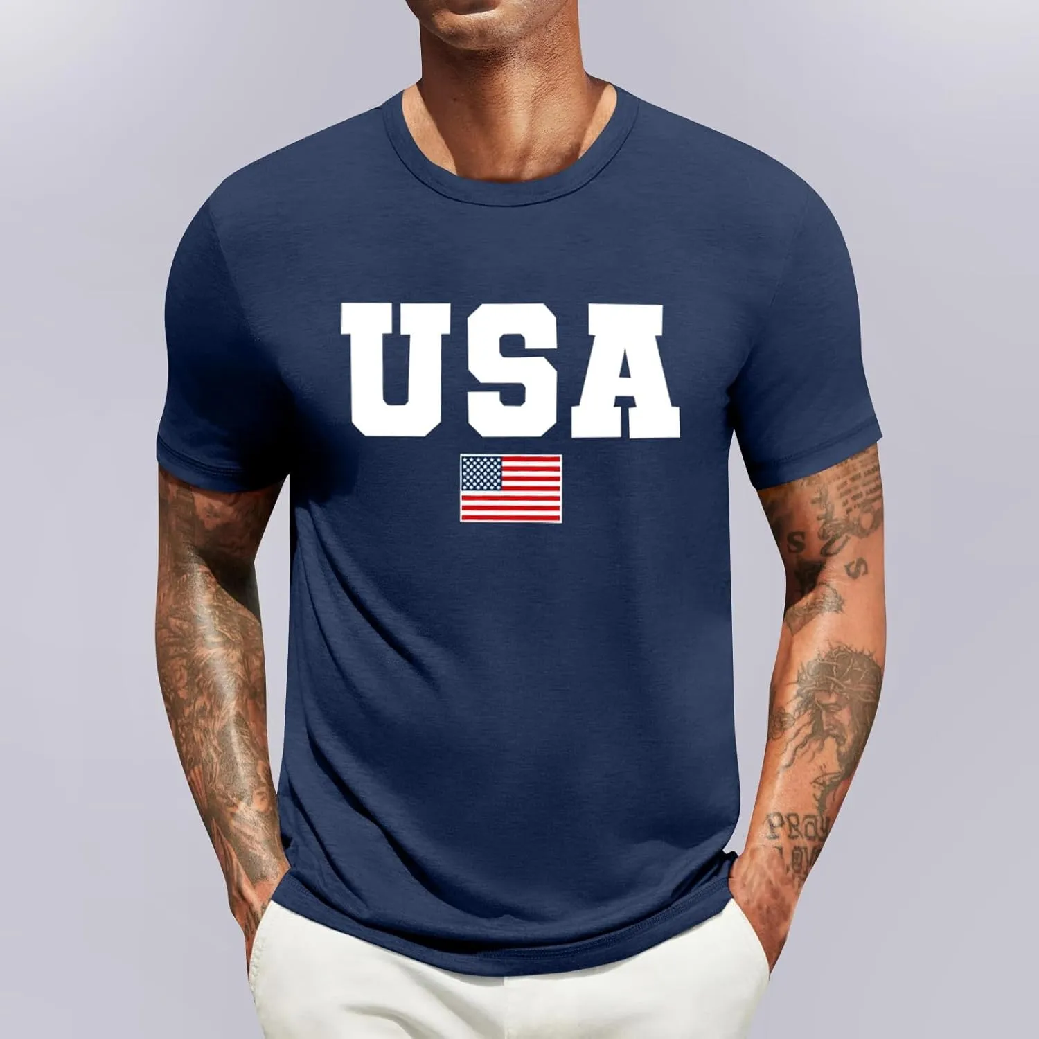 Men's American Flag Shirt Sleeve 1776 USA Graphic Dry Fit Cotton Breathable T-Shirts Fourth of July 's Shirts