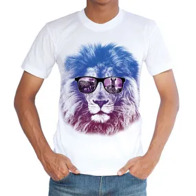 Mens Breathable Casual Tee Top 3D Animal Printed Round Neck Short Sleeve T-shirt