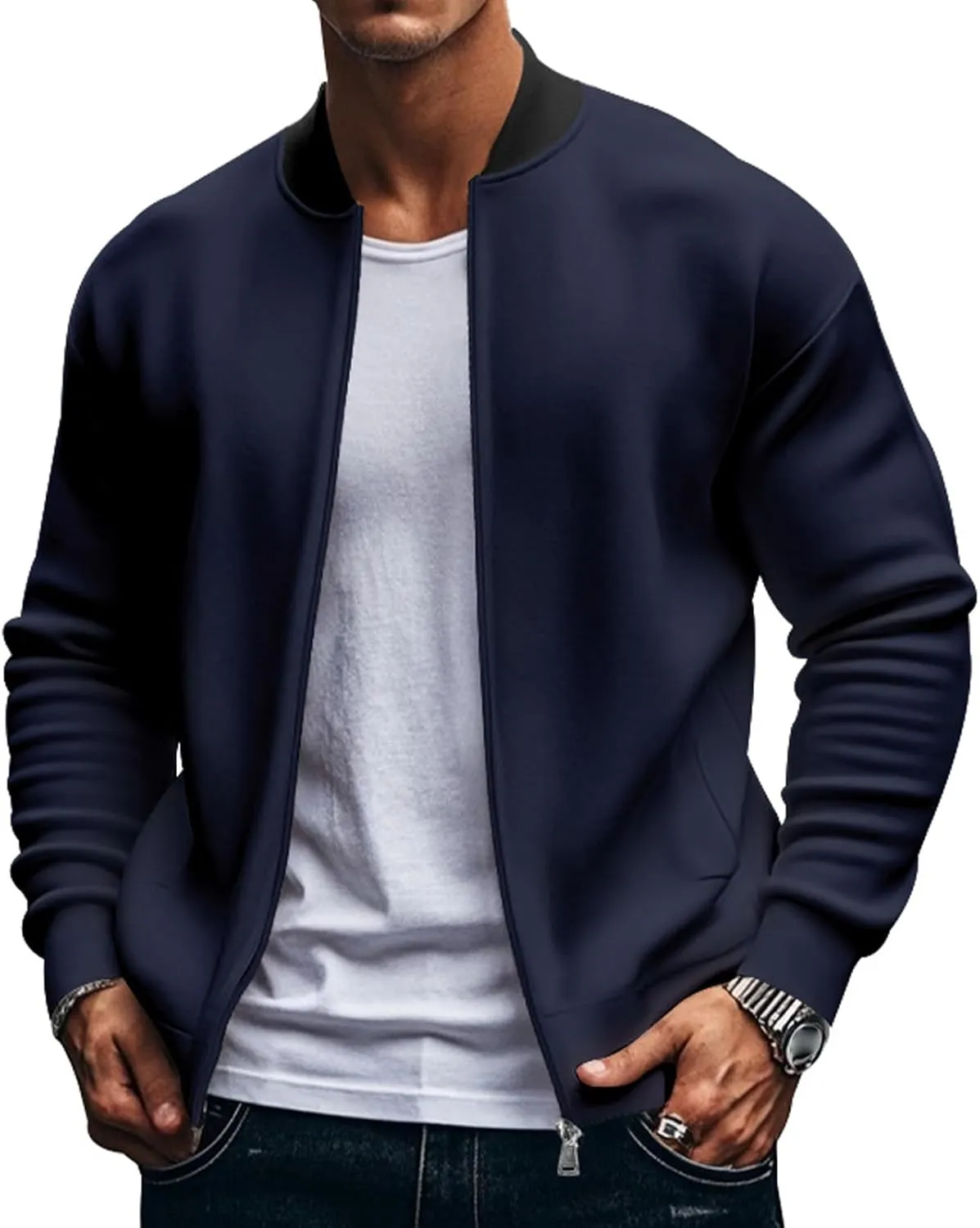 Men's Lightweight Bomber Jackets Light Track Jacket Golf Fashion Coat Zip Up Outerwear Outdoor Casual Sportswear Fall