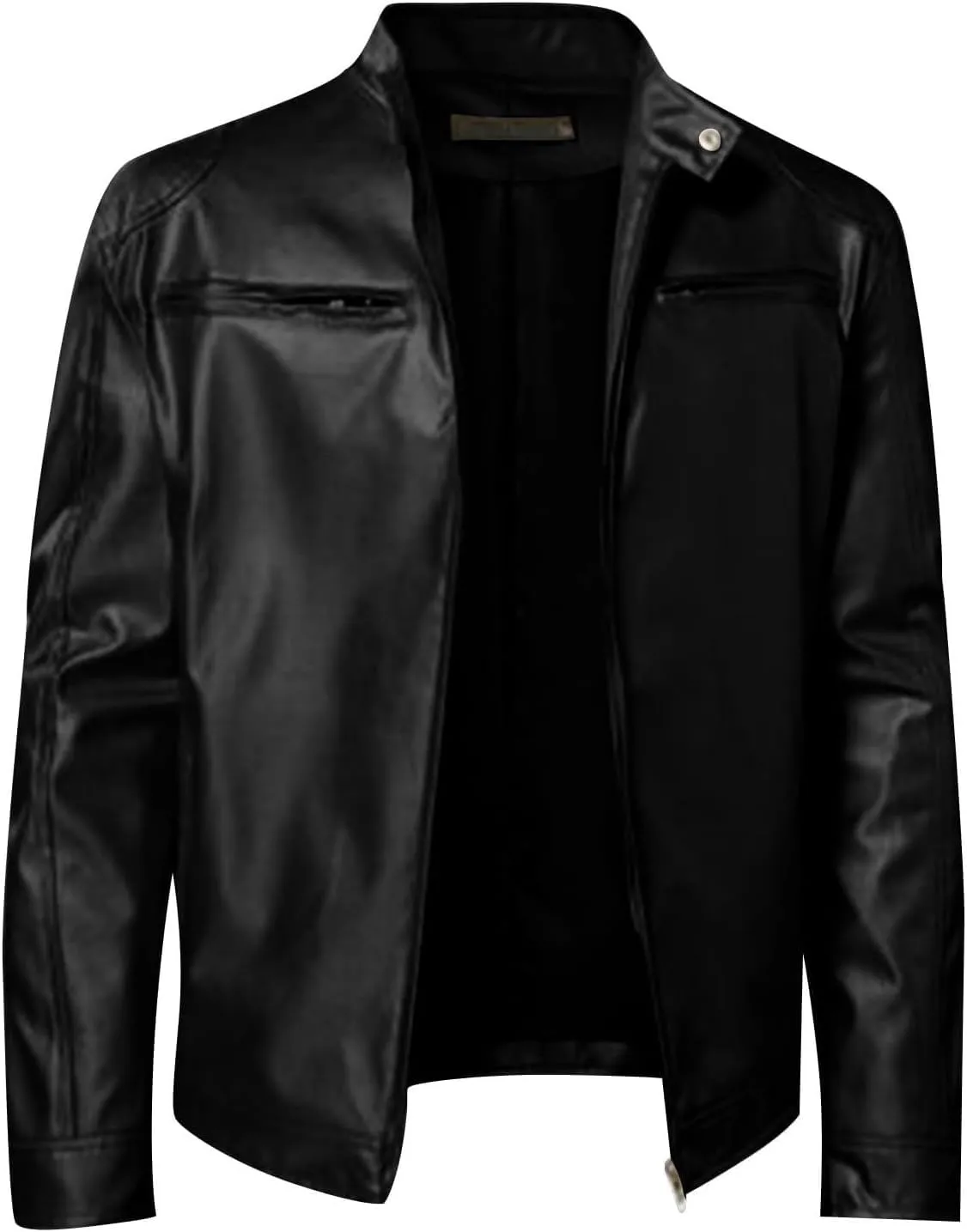 Mens Lightweight Leather Jackets Motorcycle Bomber Biker Stylish Outerwear Zipper Jacket Coat Pockets