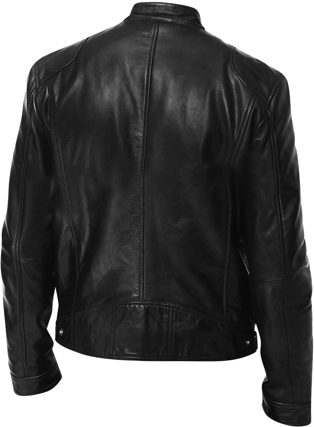 Mens Lightweight Leather Jackets Motorcycle Bomber Biker Stylish Outerwear Zipper Jacket Coat Pockets