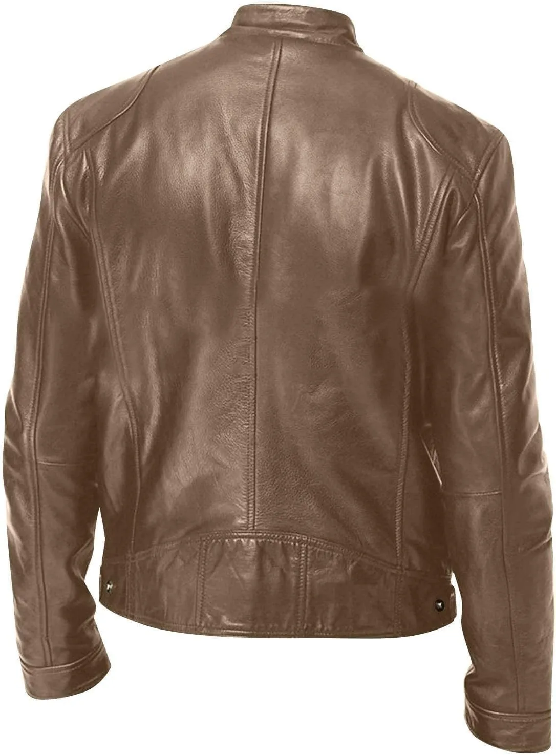 Mens Lightweight Leather Jackets Motorcycle Bomber Biker Stylish Outerwear Zipper Jacket Coat Pockets