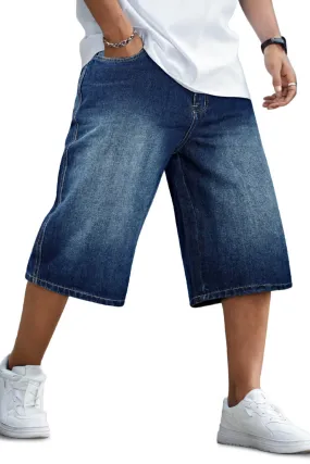 Men's Loose Denim Short - Drak Blue