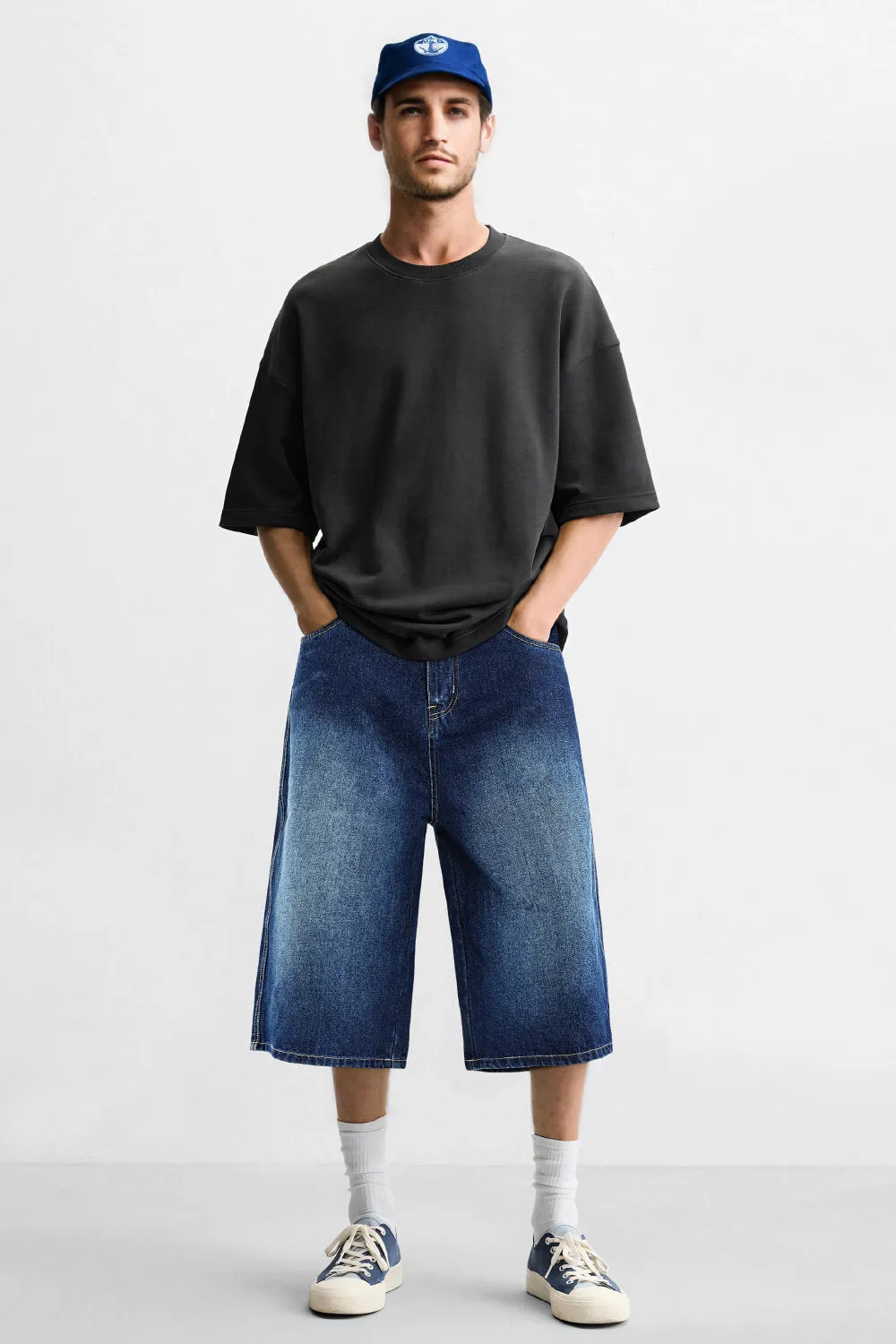 Men's Loose Denim Short - Drak Blue