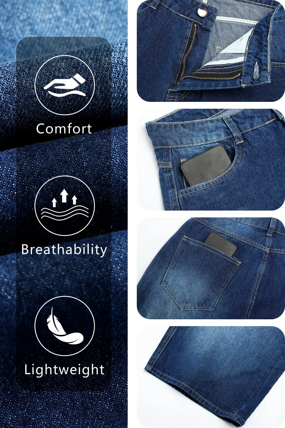 Men's Loose Denim Short - Drak Blue