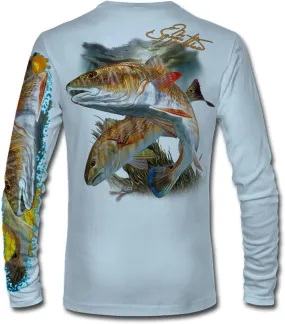 Men’s “Redfish” Comfortable Fishing Shirt-UPF 50  Xtreme-Tek Interlocking Fabric, Quick-Dry, Ideal for Anglers (JM012)