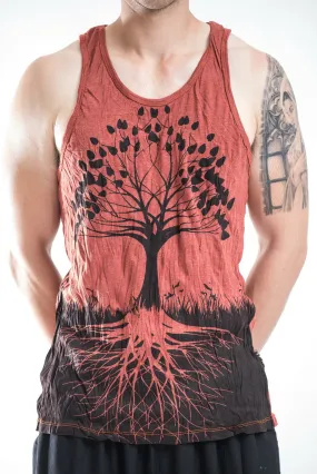 Mens Tree of Life Tank Top in Brick