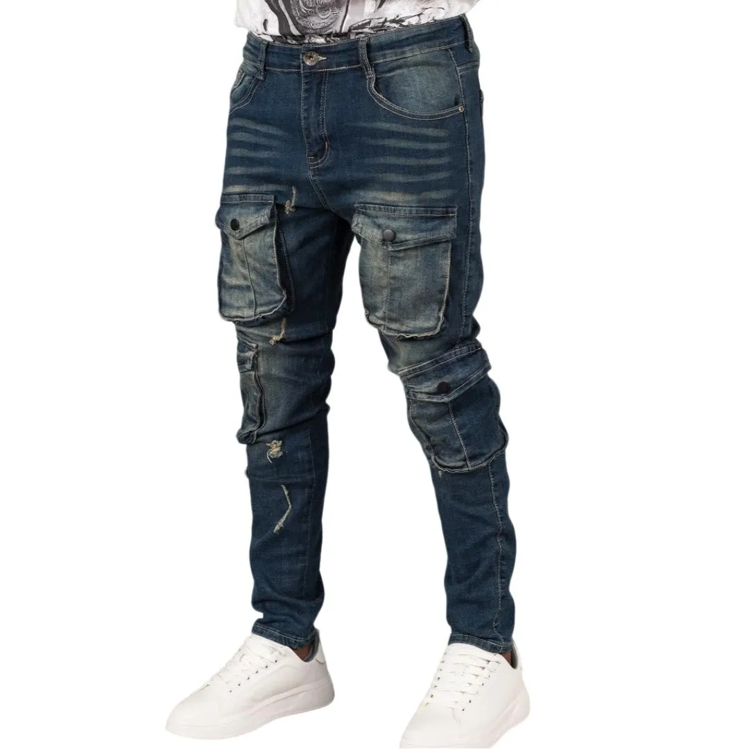 Men's Utility Cargo Denim Jeans
