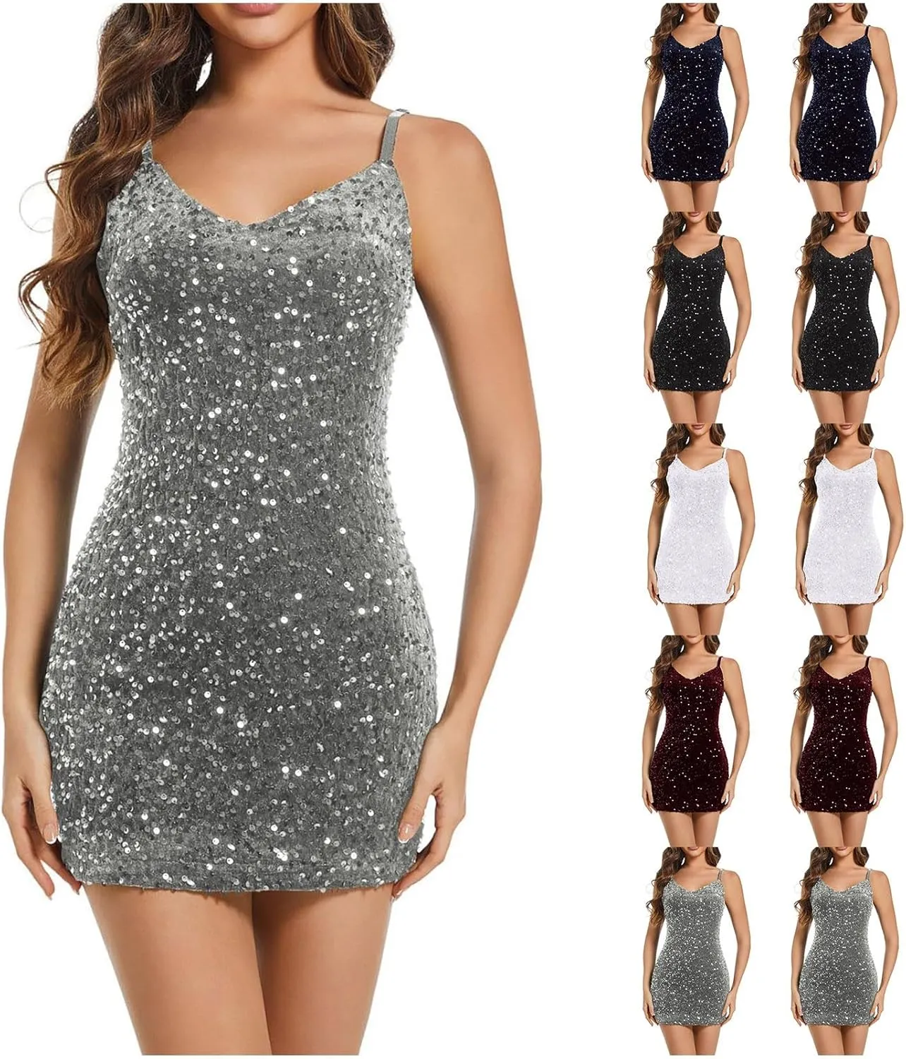 Midi Dresses for Women 2025 Maxi Dress V-Neck Spaghetti Strap Waist-Length Mini Sundresses Trendy Backless Dress