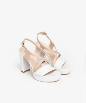 NERO GIARDINI BLOCK HEEL LEATHER SANDALS