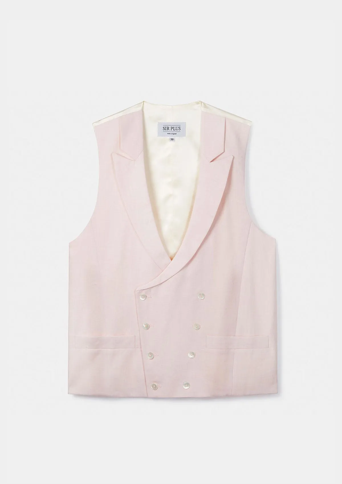 Pale Pink Peak Lapel Double Breasted Waistcoat