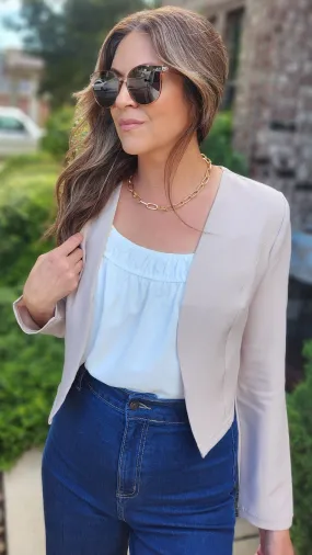 Perfect For Office or Weekend Blazer-Light Khaki