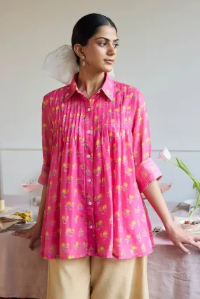 Pink Chanderi Relaxed Fit Shirt