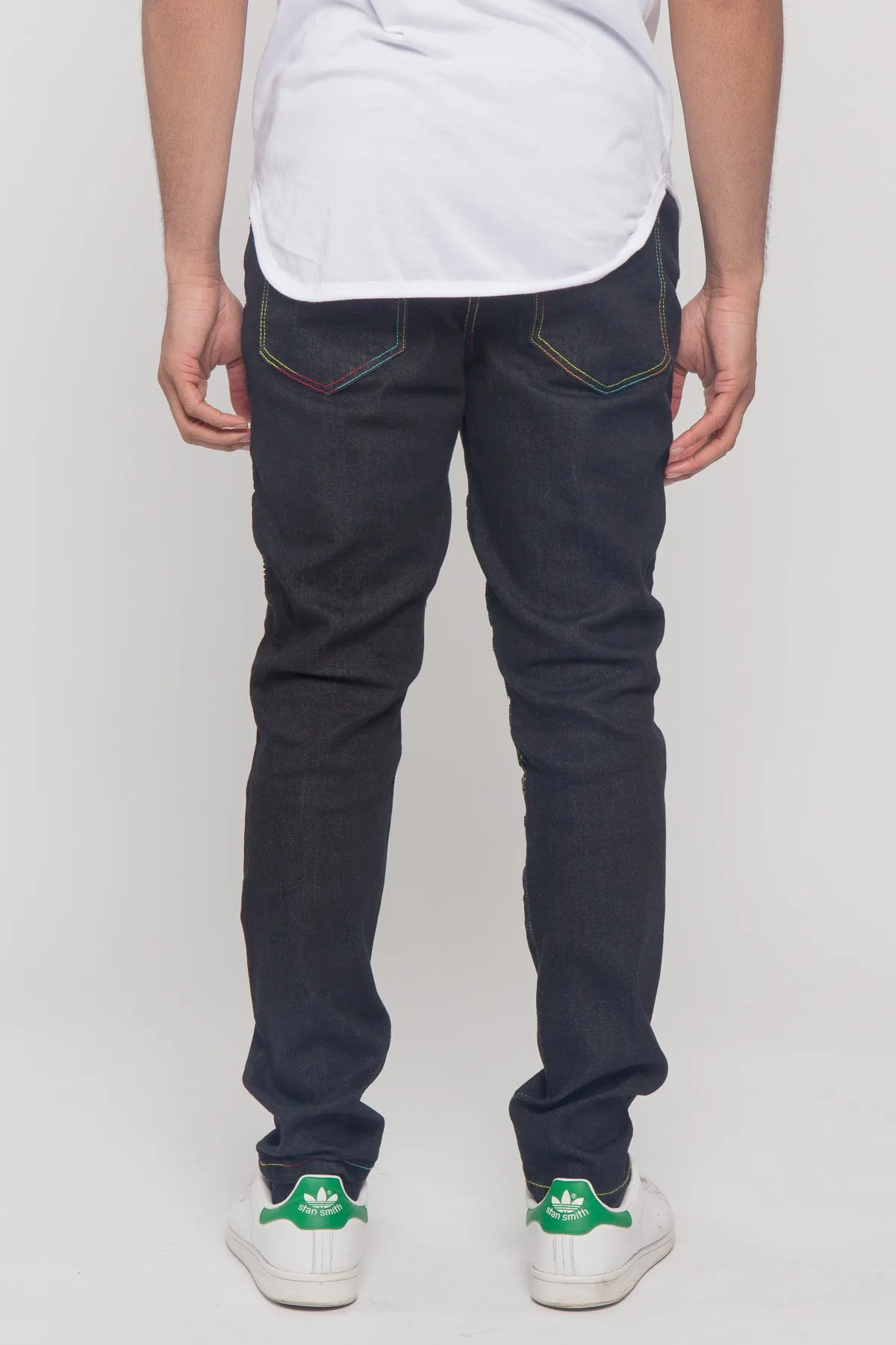 Rainbow Stitch Raw Denim Jeans
