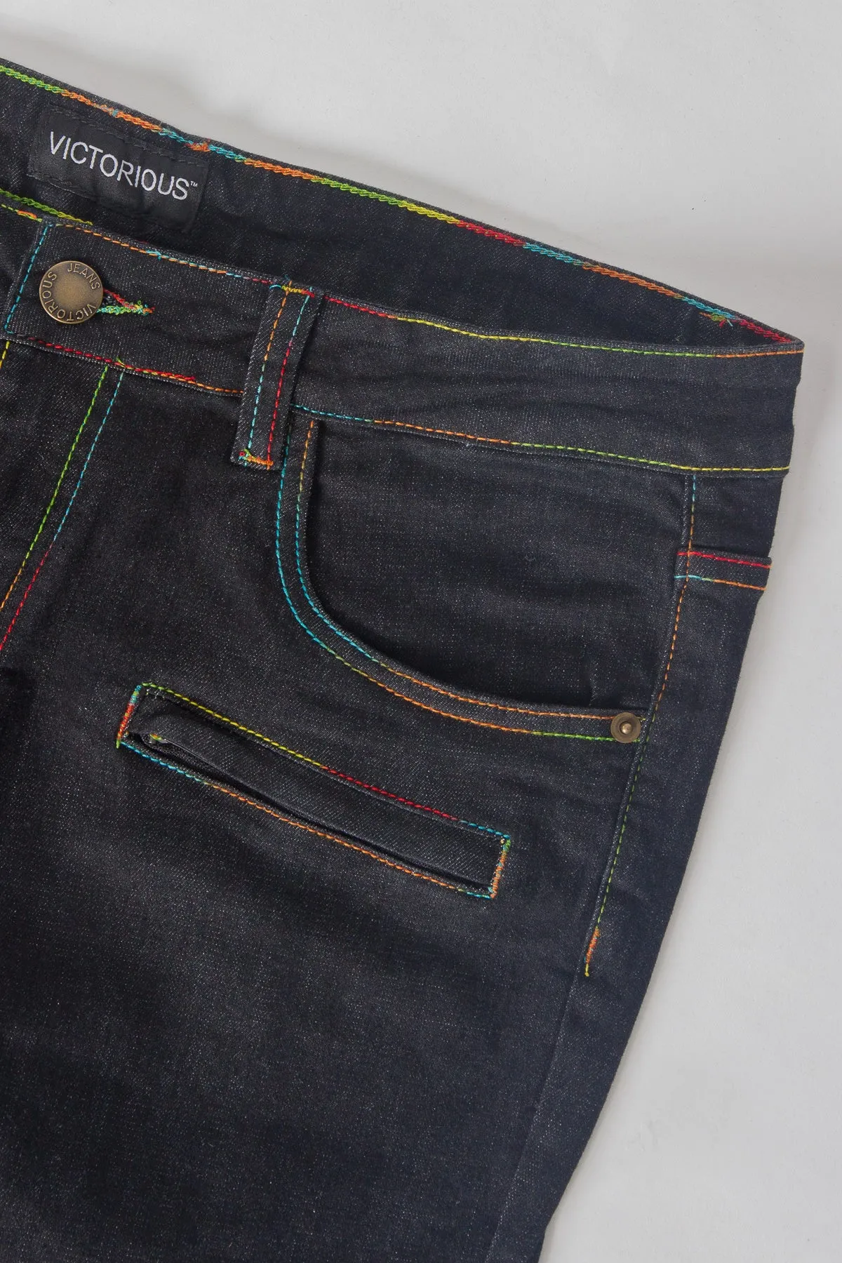 Rainbow Stitch Raw Denim Jeans