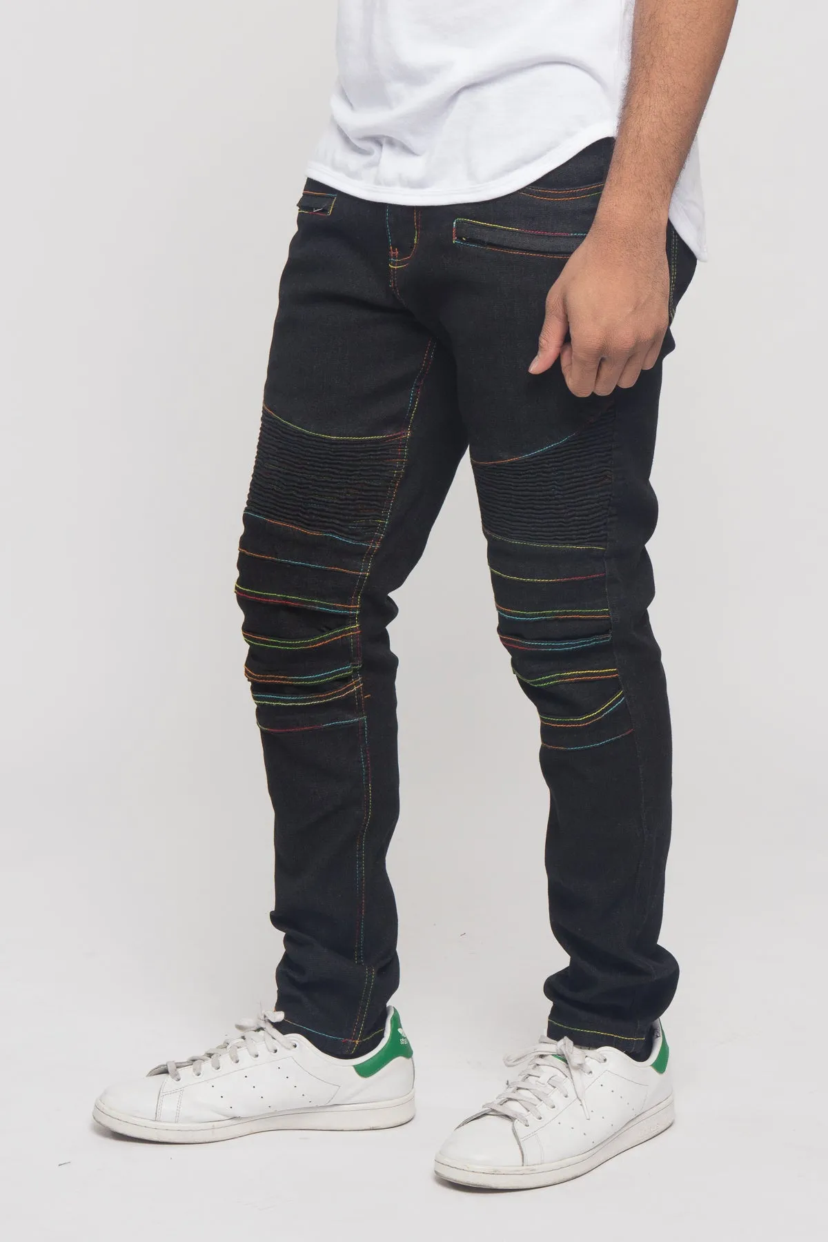 Rainbow Stitch Raw Denim Jeans