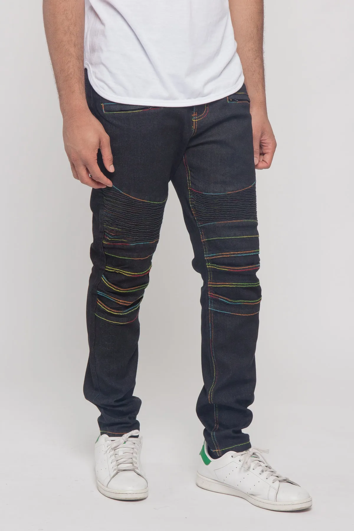 Rainbow Stitch Raw Denim Jeans