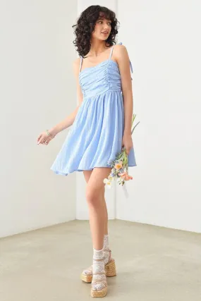 Ruching Bust Skater Silhouette Smocked Mini Dress