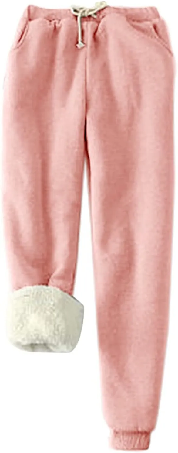 Ruziyoog Women's Fleece Lined Sweatpants Soft Warm Drawstring Joggers Comfortable Casual Lounge Pants with Pockets
