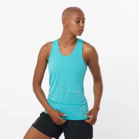 Salomon | Women's Cross Run GFX Tank - Peacock Blue