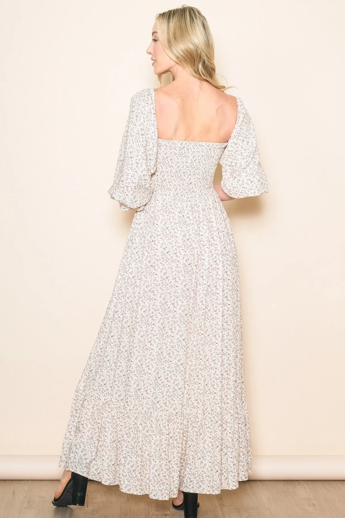 Sassafras  with smocked bodice floral details in cream * on sale