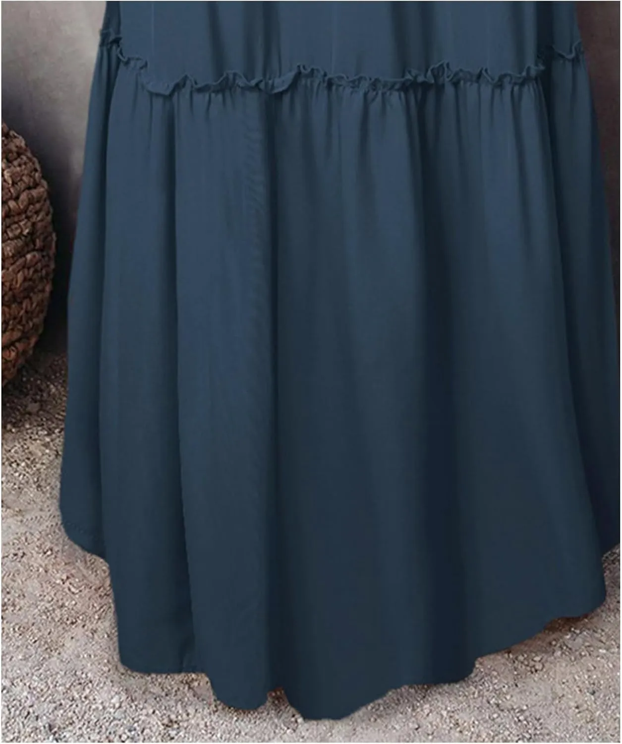 SEMATOMALA Women's Elastic Waist Swing Ruffle Pleated Maxi Boho Skirt High Waist A Line Frill Tiered Long Flowy Skirts