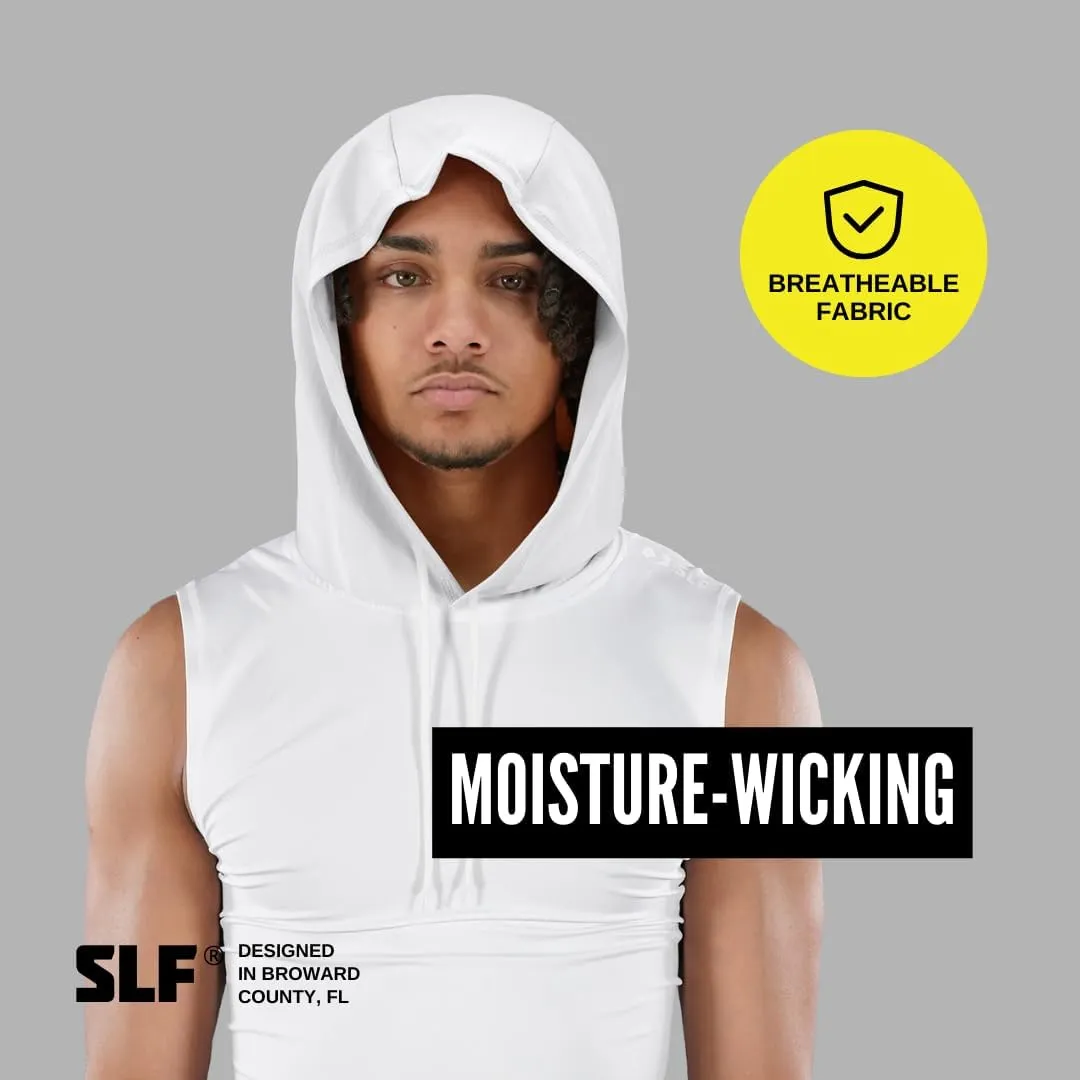 SLEEFS Sleeveless Compression Hoodie - Workout Top Tank for Men - Breathable Muscle Shirt - Quick Dry