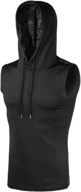 SLEEFS Sleeveless Compression Hoodie - Workout Top Tank for Men - Breathable Muscle Shirt - Quick Dry