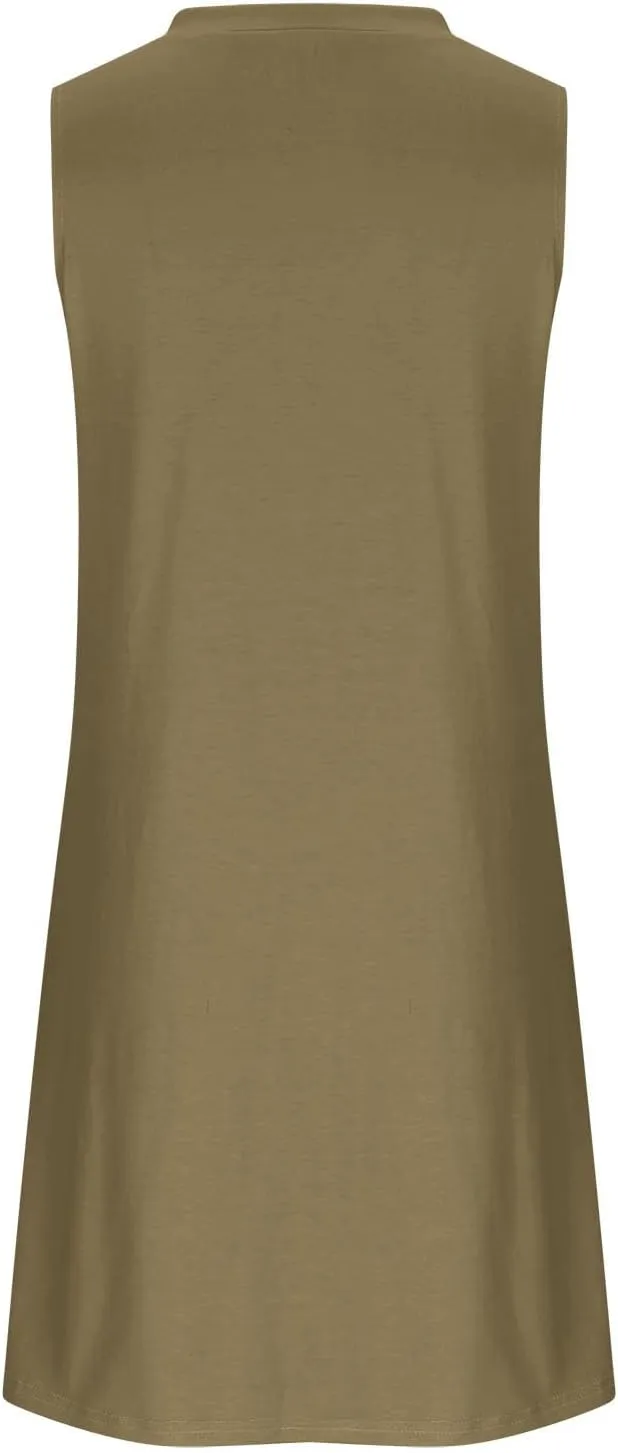 Sleeveless Women Summer Dresses Aline Mini Dress Swing Dress Solid Color Vacation Beach Dress Casual Dress