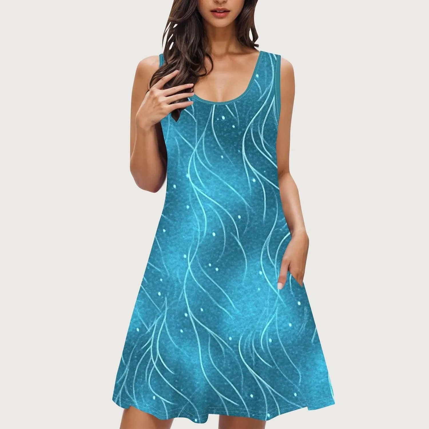 Sleeveless Women's Summer Dresses Swing Dress Aline Mini Dress Floral Printed Casual Dress Vacation Beach Dress