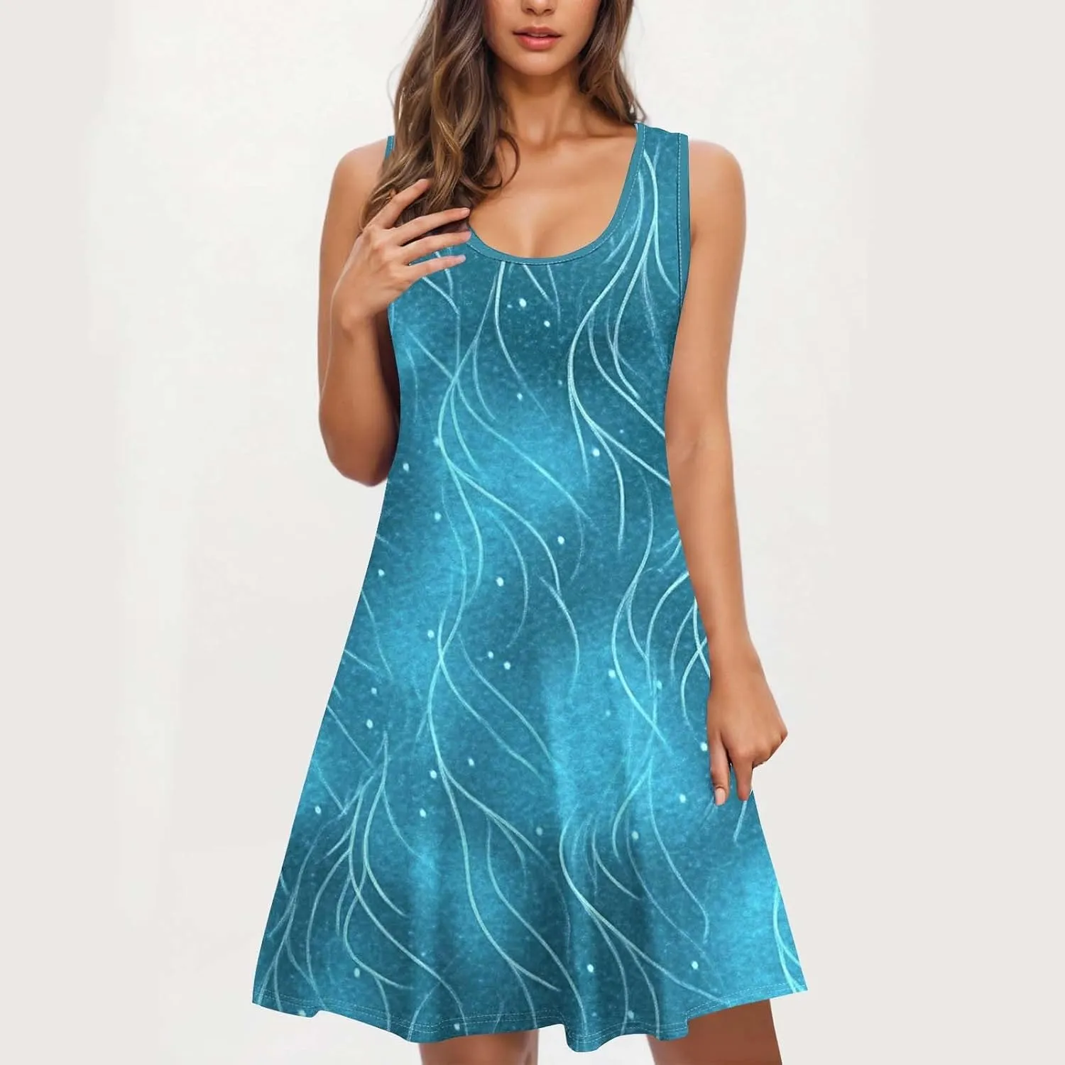 Sleeveless Women's Summer Dresses Swing Dress Aline Mini Dress Floral Printed Casual Dress Vacation Beach Dress