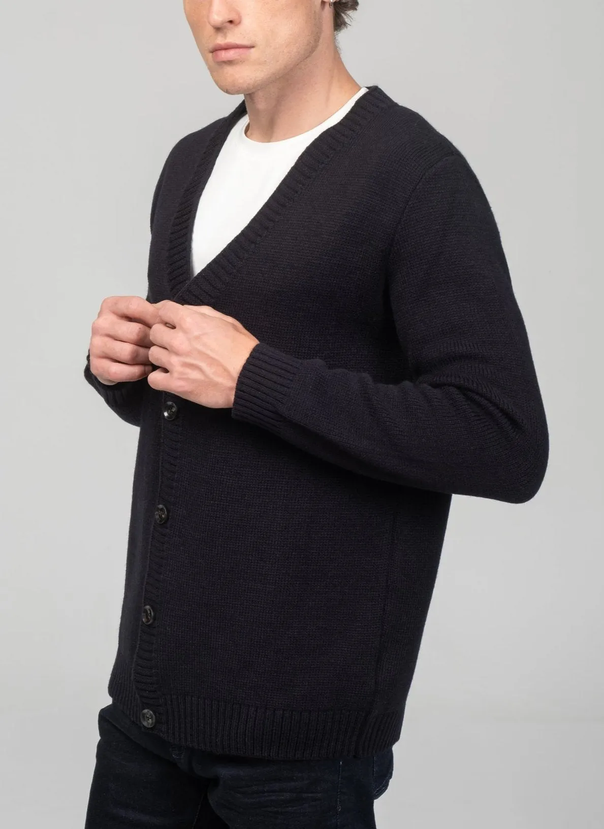 Soft Button Down Cardigan - Navy