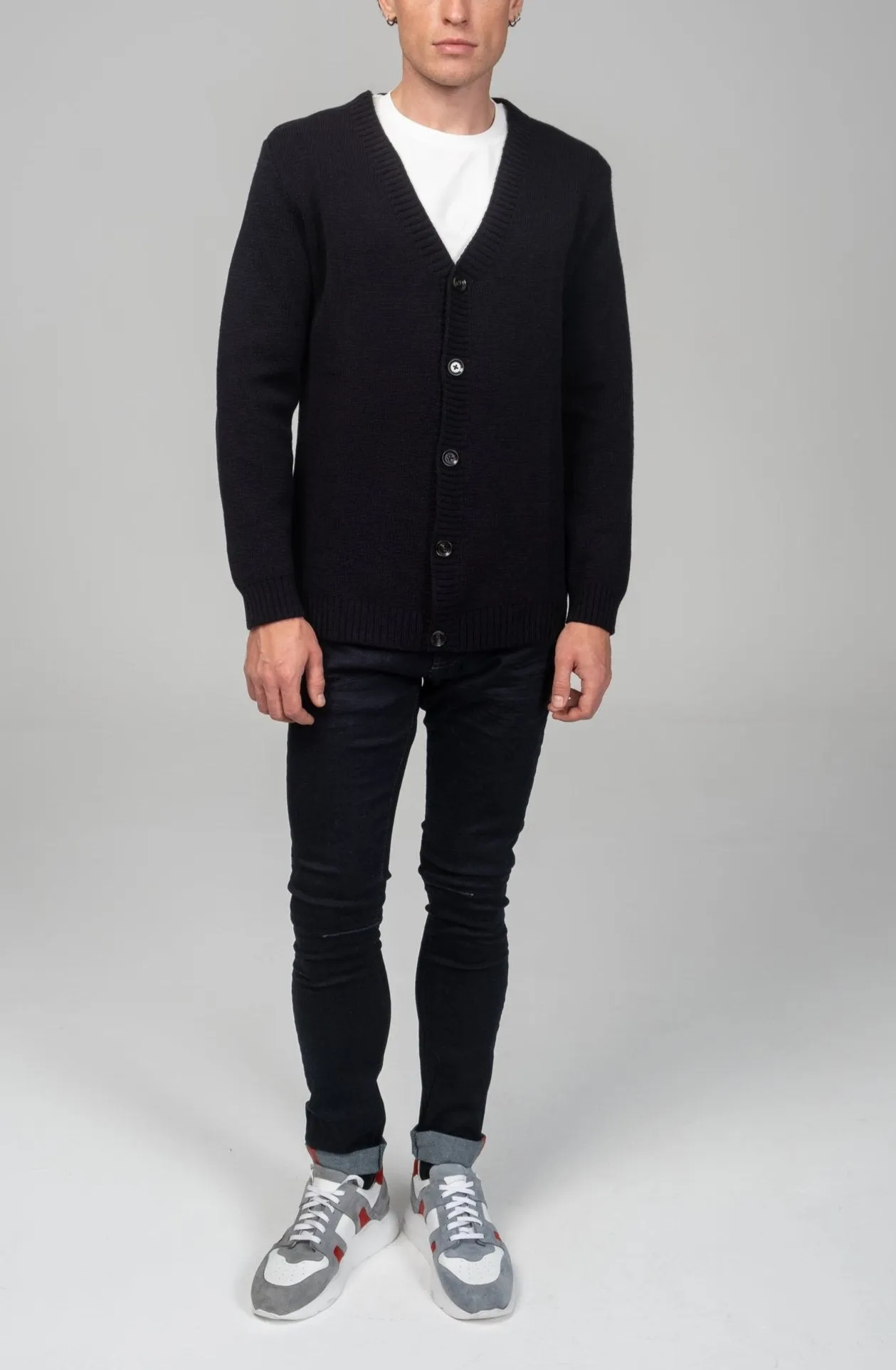 Soft Button Down Cardigan - Navy