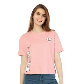 SRF-24105-Cotton Pink Whiskers Relaxed Fit T-Shirt Peach
