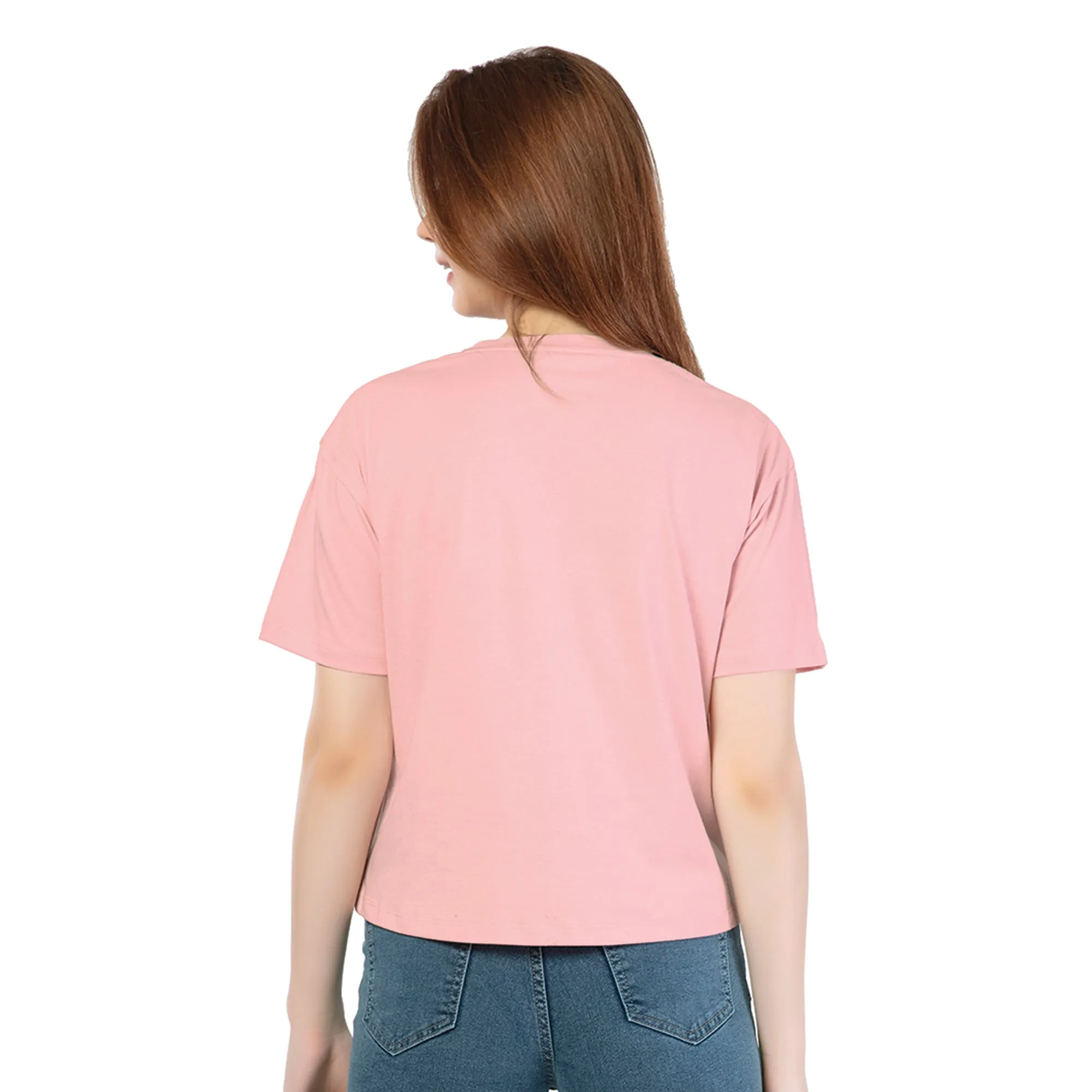 SRF-24105-Cotton Pink Whiskers Relaxed Fit T-Shirt Peach