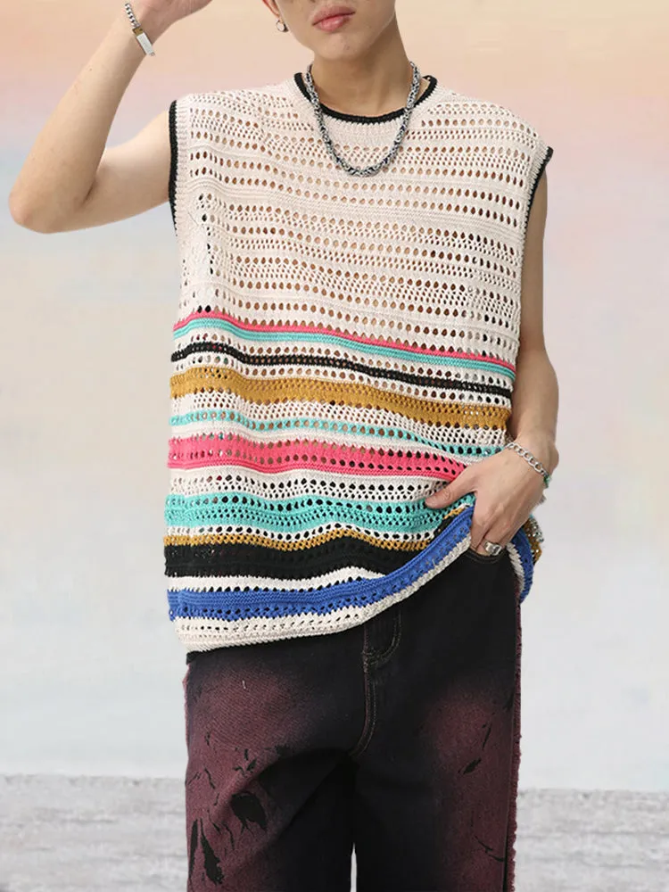 Stylish Breathable Stripe Knit Tank Top