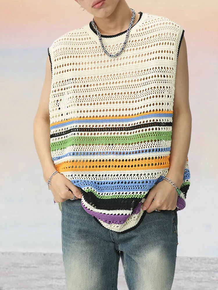 Stylish Breathable Stripe Knit Tank Top