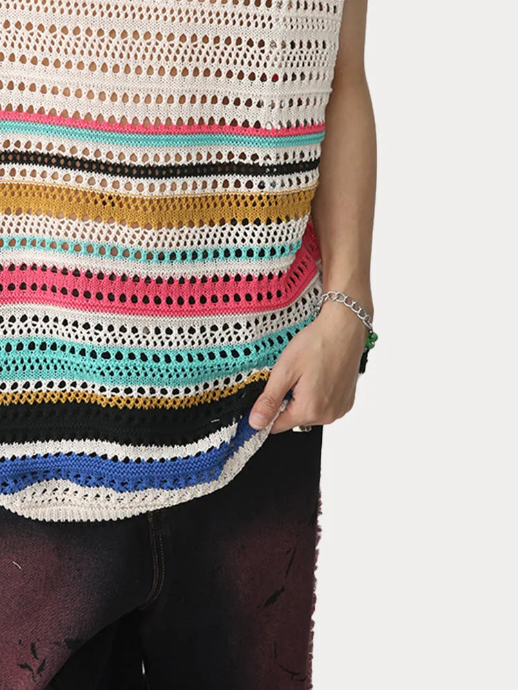Stylish Breathable Stripe Knit Tank Top