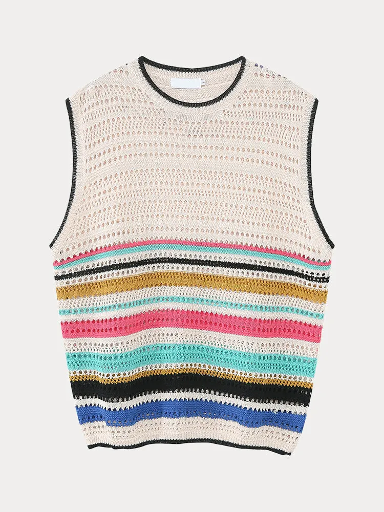 Stylish Breathable Stripe Knit Tank Top