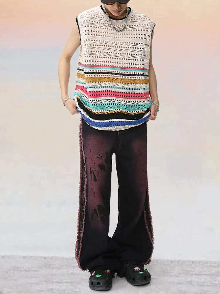Stylish Breathable Stripe Knit Tank Top