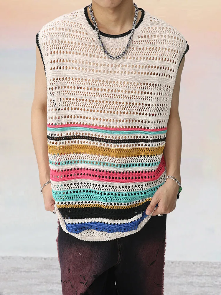 Stylish Breathable Stripe Knit Tank Top