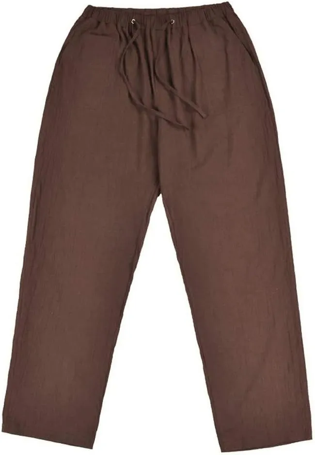 Summer Pants for Men Solid Color Elastic Waist Drawstring Pocket Wide Leg Comfortable Loose Elasticity Cute Trousers